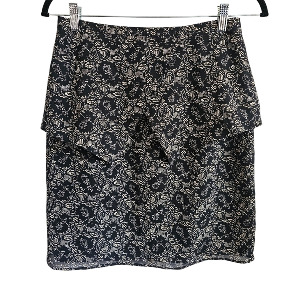 Sandro Black Lace Ruffle Skirt Size 2